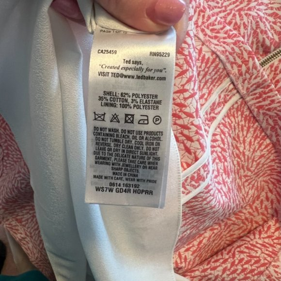 Ted Baker Hoprr pink white sleeveless dress size 2 nwot - Picture 5 of 5